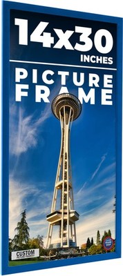14x30 Frame Blue Solid Wood Picture Frame Width 0.75 Inches | Interior Frame Dep