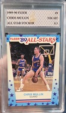 🏀 1989 CHRIS MULLIN Fleer Sticker #9  FCG 8.5 🔥 WARRIORS Pacers HOF All-Star