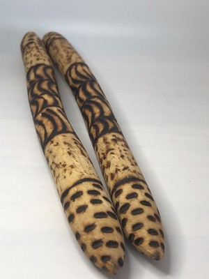 2 Handcarved Australian Aboriginal Clapsticks, Music Sticks, Bilma, 11''