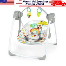 Portable Baby Swing Lightweight Compact 6 Speeds 10 Melodies Interactive Toys US