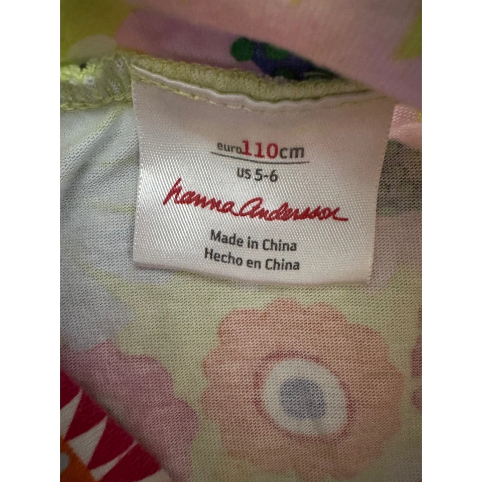 Hanna Andersson Floral Print Short Sleeve Cotton Dress Girls Size 5-6 110 - Image 3 of 4