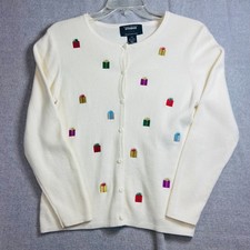 VTG Designers Originals Studio Joy Petite Medium Christmas Cardigan Embroidered