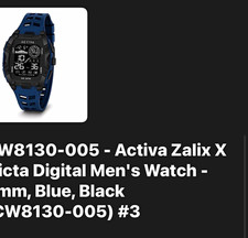 Activa Zalix Men’s Digital Quartz Watch 46mm Black/Blue Silicone 30m