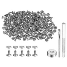 100 Sets Leather Rivets 6 x 6mm Metal with 3 Setter Tools Silver Tone
