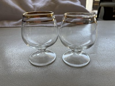 Pair Of Clear Glass Brandy Snifters With Gold Rims By Pasabahce