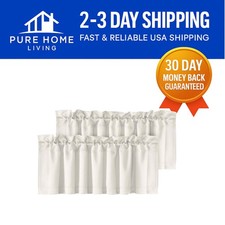 Ivory Microfiber Valances - 2 Pack Curtains, 52" W x 18" L, Blackout Stylish