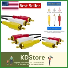 3RCA AV Cable Gold Plated 4.6ft High-Speed Audio Video Cord for DVD Gaming
