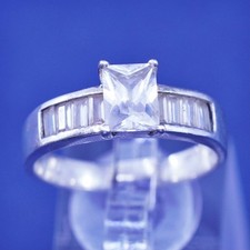 Size 11.25, vintage Sterling 925 silver engagement anniversary ring cluster Cz