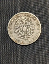 1 Silver coin 2 Mark German Empire, 1876, Hamburg