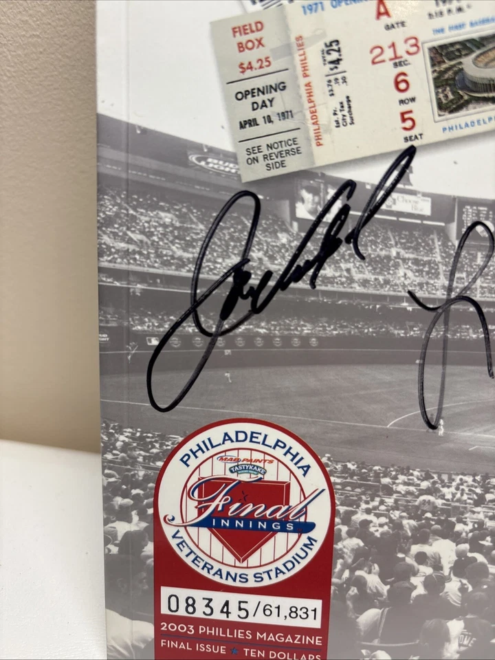 1971-2003 Final Innings Phillies Baseball at Veterans Stadium Program Autograph - Image 2 of 4