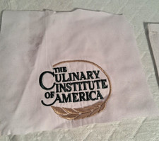 Culinary Institute of America retired logo sew ons, ragged edges, deep gold