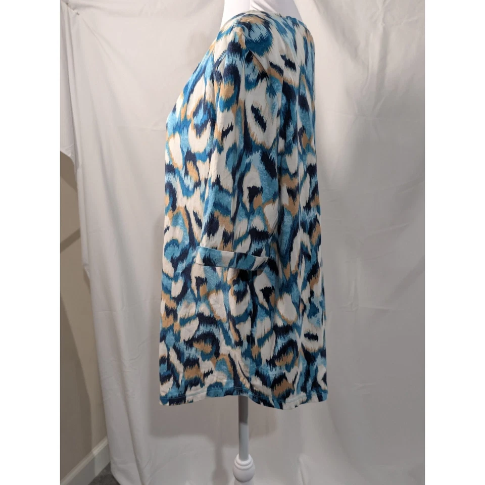 Camisa para mujer Chico Ikat estampado túnica top blusa talla 3 XL azul boho geométrico Foto 3 de 4