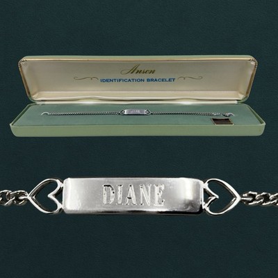 DIANE Vintage Custom STERLING Silver ANSON Identification ID Name Charm Bracelet