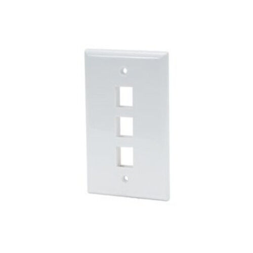 25 Pack Lot - Keystone 3 Hole Port Jack Wall Face Plate Network CAT5e CAT6 White - Picture 2 of 2