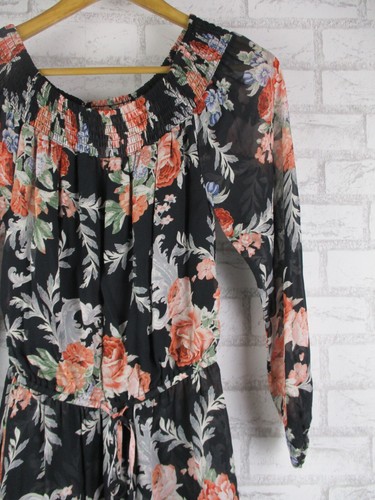 Forever New womens off shoulder dress black pink grey floral print 8 - Picture 6 of 12