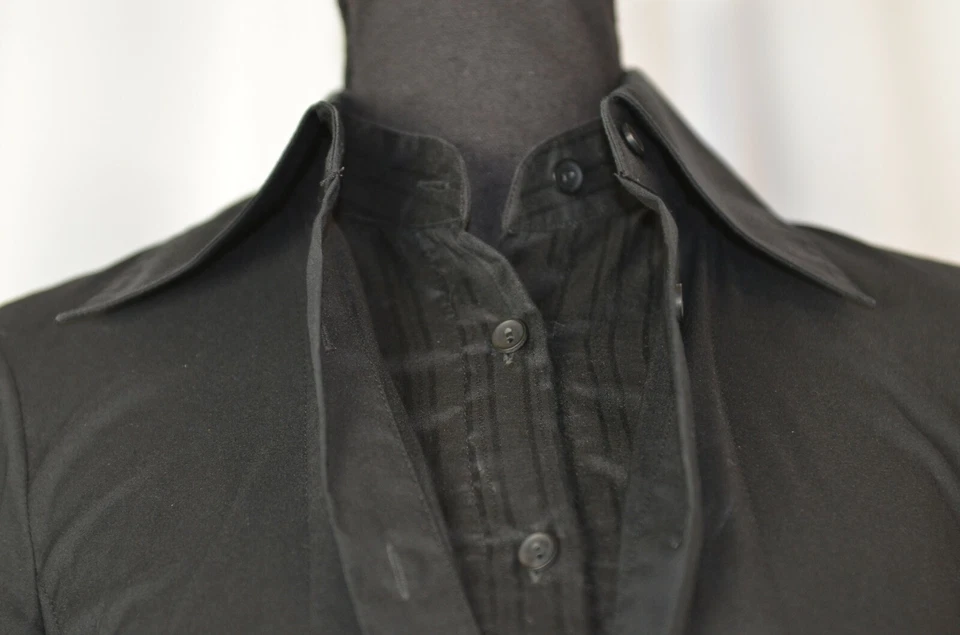 Blusa para mujer Robert Rodriguez talla 4 mezcla de algodón negra abotonada informal divertida Foto 2 de 4