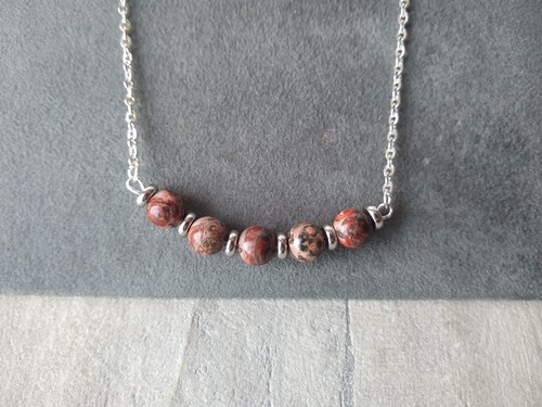 Jasper Stone Bead Necklace Simple Costume Jewellery Repurposed Beads OOAK - Picture 13 of 19