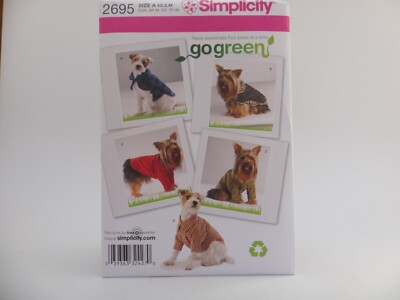 Strathmore Pattern 2695 Simplicity 2695 Go Green Dog Outfits Clothes Pet Clothing Pattern XS-S ...