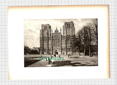 X1041) Wells Cathedral England - um 1895 Druck