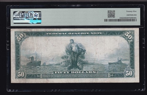 US 1914 $50 FRN Richmond FR 1042 PMG 25 Ch VF (560) - Picture 2 of 2