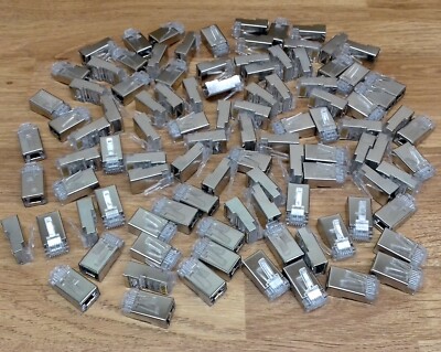 100 RJ45 Cat5e Cat6 metallgeschirmt 8p8c Netzwerk Crimp Stecker Ethernet