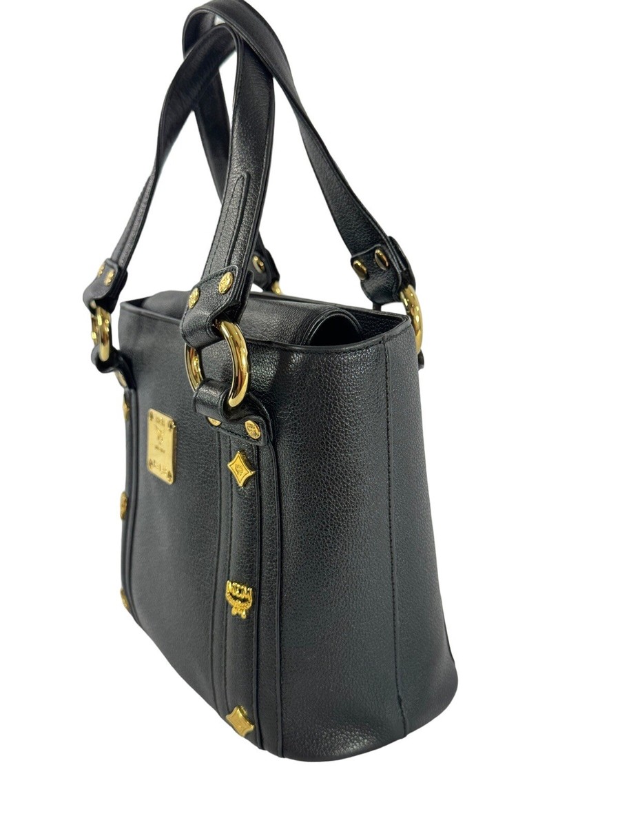 MCM Black Leather Munchen Studded Satchel Tote Bag | eBay MCM Black Leather Munchen Studded Satchel Tote Bag | eBay