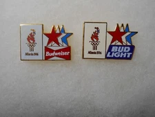 pair of Budweiser & Bud Light 1996 Atlanta Olympics beer Hat Pins