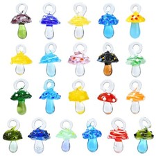 20pcs Handmade Mushroom Lampwork Pendants Glass Charms for DIY Jewelry