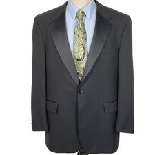 Jos A Bank Tuxedo Blazer Men 44R Black Tie Jacket Formal Wool Suit Jacket Party