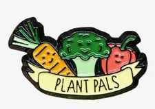 VEGAN ENAMEL PIN - "Plant Pals" Australian Stock - Free Australian Postage