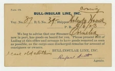 VINTAGE POSTCARD / BULL INSULAR LINE / PUERTO RICO 1923