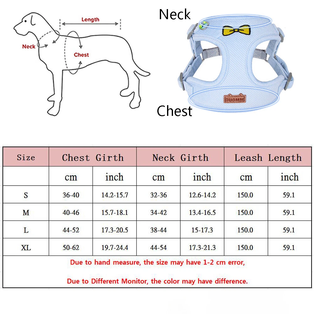 Dog Harness and Leash Set for Dogs Breathable Puppy Cats Harness Soft Warm Vest