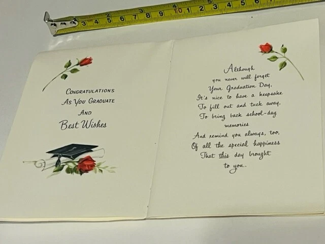 Tarjeta de graduación 1967 Best Wishes recuerdo escolar efímero años 60 caja antigua de colección Foto 4 de 4