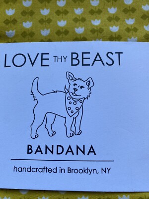 Love Thy Beast Yellow Geometric Cotton Dog Bandana Size Small 12 x12   