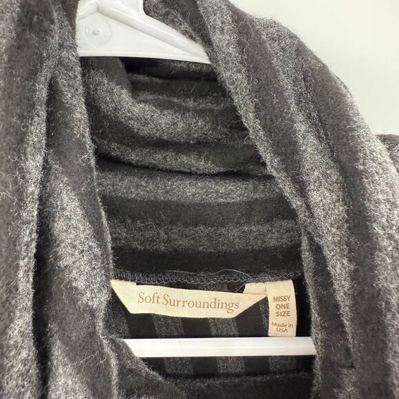 Women's soft surroundings black grey stripe cape … - image 7