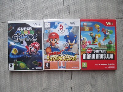 Nintendo Wii Super Mario Bros Spiele Bundle Galaxy Olympic Games Sonic 3+ PAL