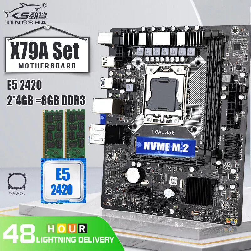 X79 LGA 1356 Motherboard Set Combo Xeon E5 2420V2 CPU 2 4GB 8GB
