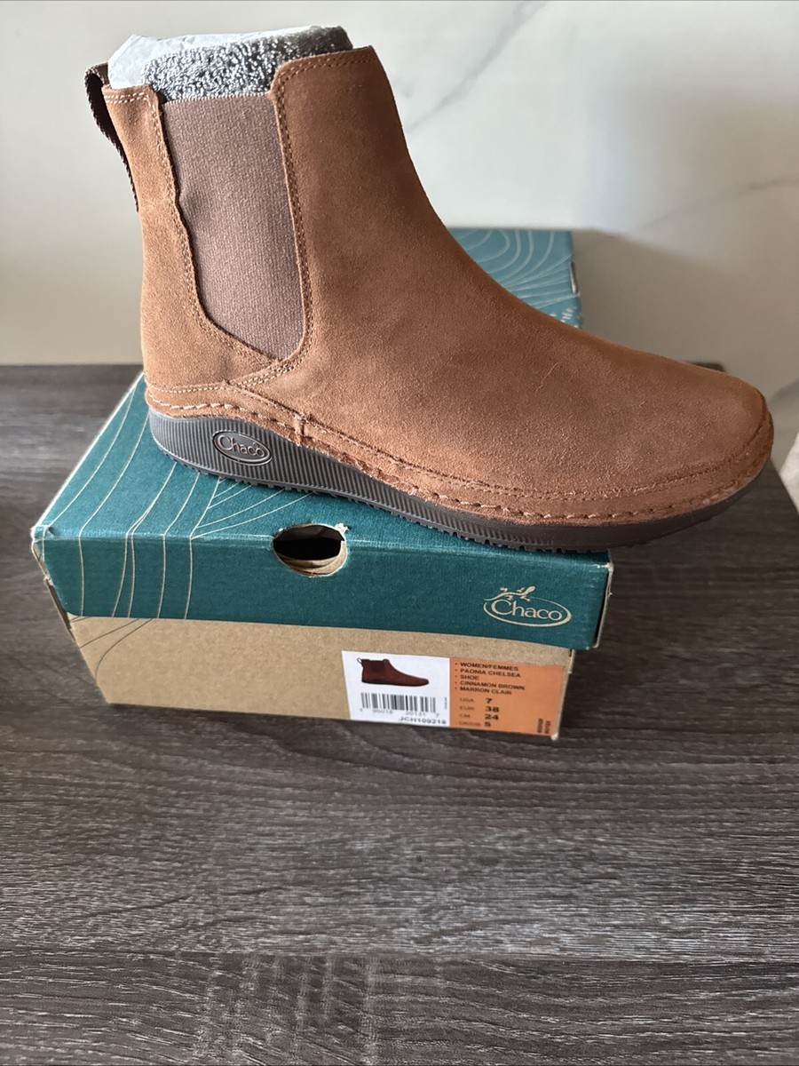 Chaco JCH109218 Women's Paonia Chelsea Cinnamon Brown Boots Shoes