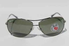 Ray Ban Polished Silver POLARIZED Green lens Sunglass RB 3293 004/9A