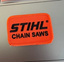 STIHL CHAIN SAWS Orange Patch Sew On Only Embroidered Eagle Logo 3" wide 2" high
