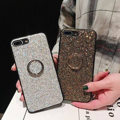 3D Bling Ring Stand Schutz Hülle Silikon + PC Handyhülle Case Cover Tasche Etui
