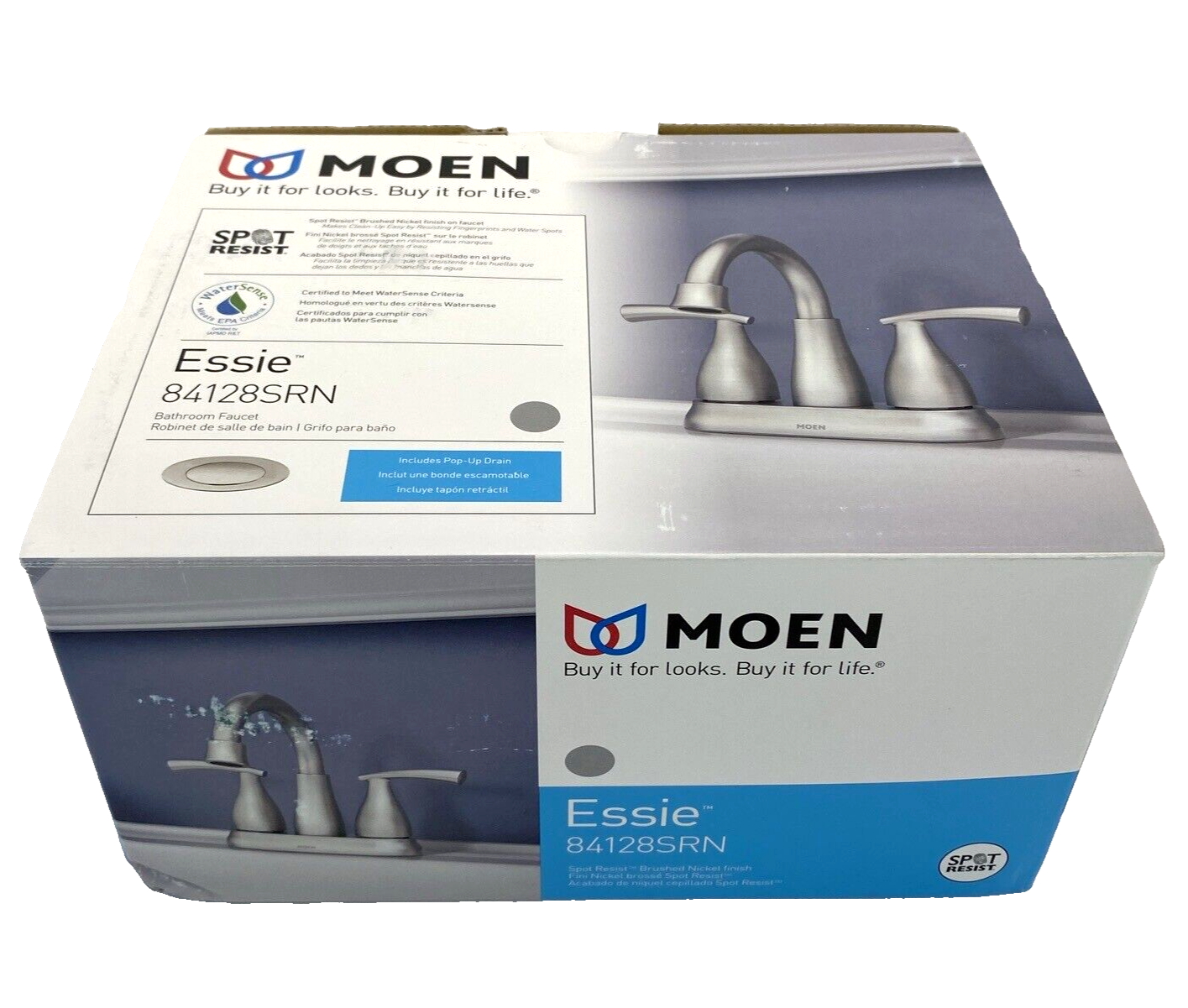 🆕 MOEN 84128SRN Essie 4" Centerset 2Handle Bathroom Faucet Brushed
