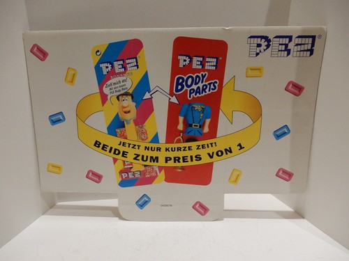 German PEZ Store Cardboard Sign Double Sided Advertisment
