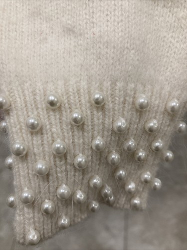 Eugenia by Angenie Winter White Open Cardigan SZ XL 40% Angora Embellished - Picture 4 of 16