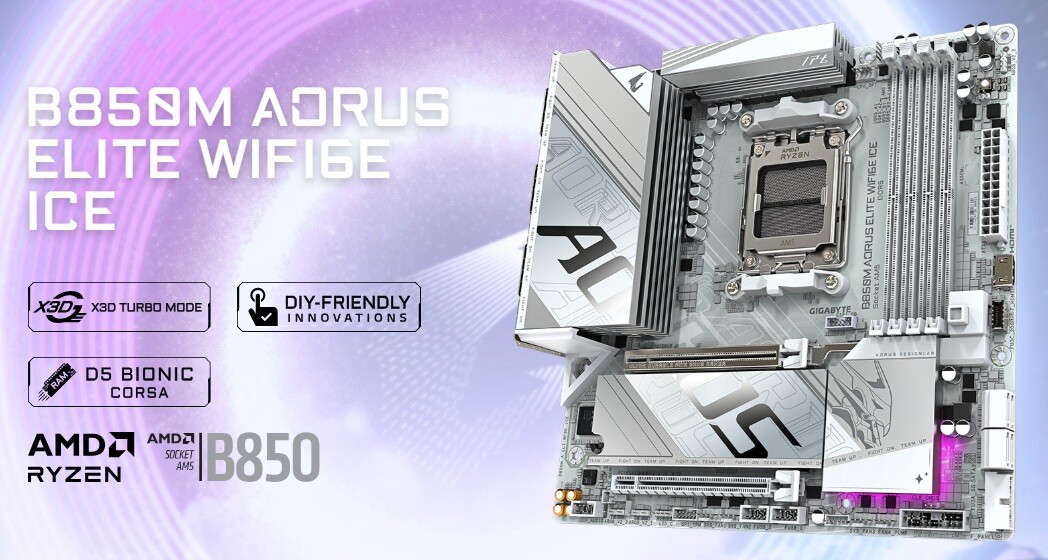 GIGABYTE - 【新品訳あり(箱きず・やぶれ)】 GIGABYTE　MicroATXマザーボード B850M AORUS ELITE WIFI6E ICE　SocketAM5 GIGABYTE B850M AORUS ELITE WIFI6E ICE AMD 800シリーズ Socket