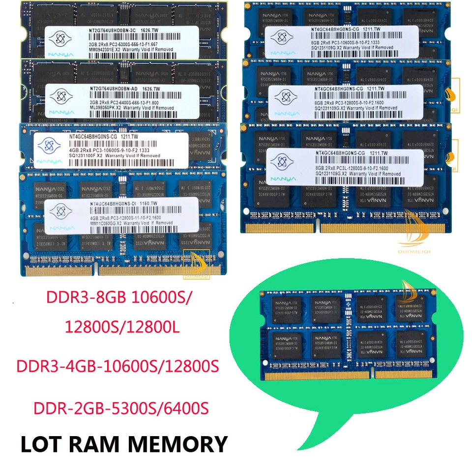 LOT 8GB 4GB 2GB RAM Nanya DDR3/DDR2 12800L 12800S/10600S 6400S Laptop Memory RAM - Image 2 of 4