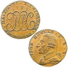 1792 CONDER HALFPENNY TOKEN HICKMANS BIRMINGHAM JOHN HOWARD WARWICKSHIRE D&H 144