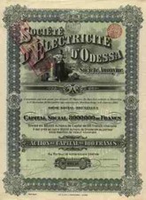 Société D'Électricité D'Odessa 1910 Bruxelles Brussels Titres Anciens 100 franków