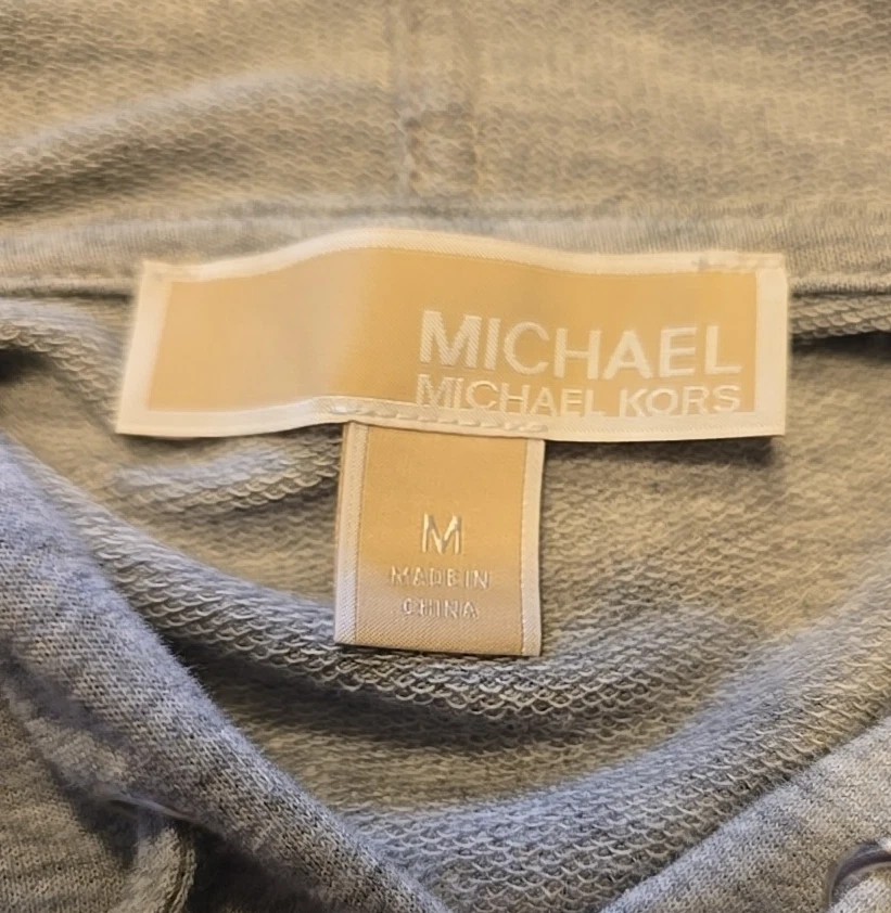 Felpa Michael Kors grigia con cappuccio donna TG M diamante strass logo Bling leggera