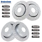 Front and Rear Brake Rotors Pads Kit for Ford F-150 2010 2011 Drilled Slotted
